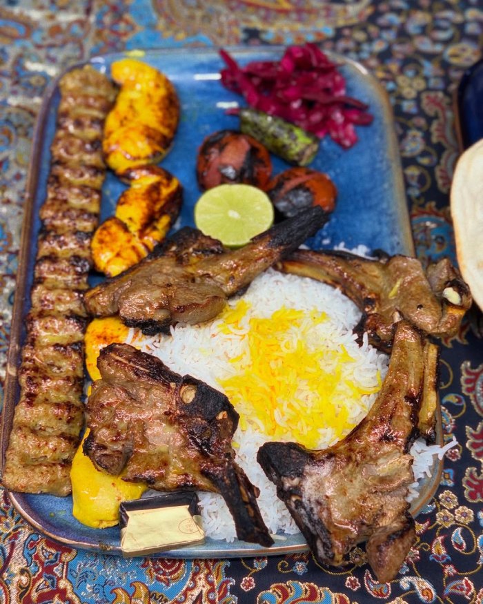 chelo kebab Served at Shiraz Persian Restaurant in Bolton