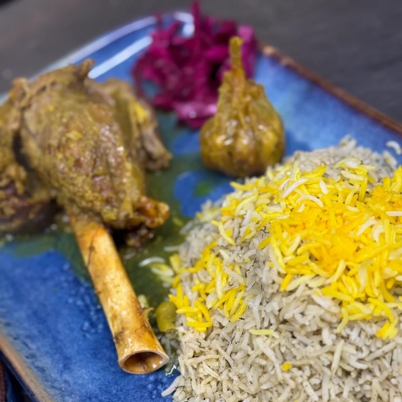 Persian Baghalipolo Mahicheh Served at Shiraz Restaurant in Bolton 