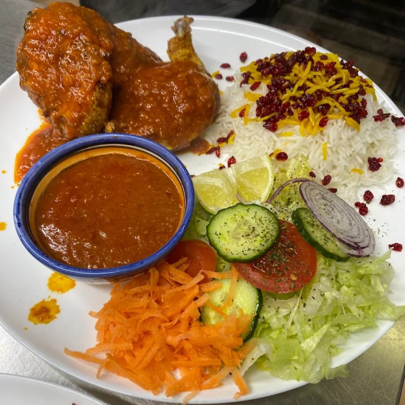 Persian Zereshk Polo Stew Served at Shiraz Restaurant in Bolton 